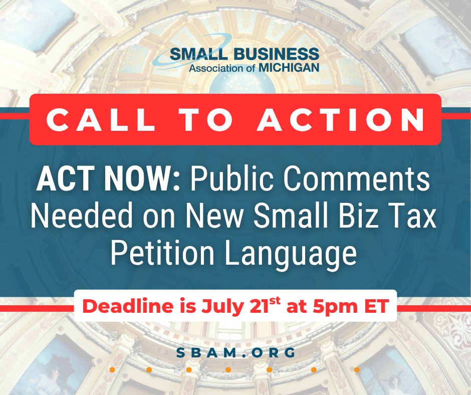 The MI Board of State Canvassers is currently in the process of debating petition language for a ballot initiative that would impose a new tax for thousands of Michigan's small business owners. 
Take Action Now: app.oneclickpolitics.com/campaign-page?…