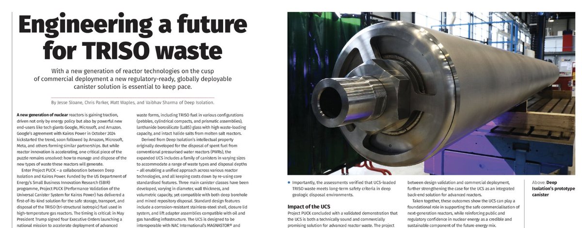 Deep Isolation is honored to be featured in the July 2025 special edition of Nuclear Engineering International magazine, a leading publication covering global developments in nuclear technology, policy, and innovation. 
To read the article: tinyurl.com/35c2zftf
#NuclearEnergy