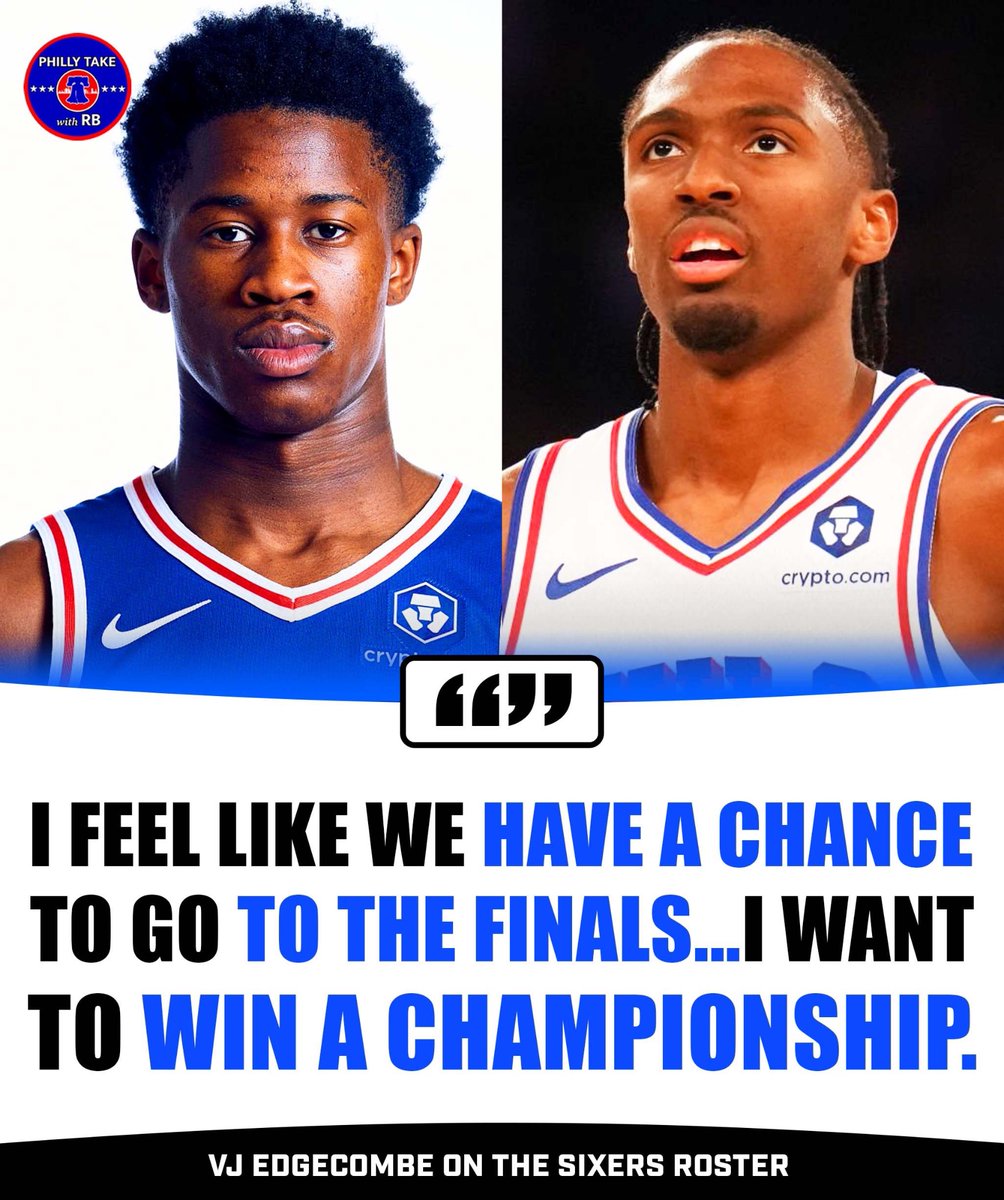 PhillyTakewRB's tweet image. VJ Edgecombe thinks this Sixers team can reach the NBA Finals 👀🔥
Is this current roster capable of that? 🤔
#76ers #Sixers #VJEdgecombe #NBASummerLeague 🔵🔴