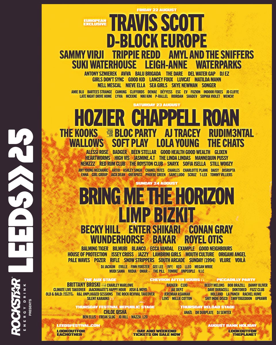 Millennium Square (@millsqleeds) on Twitter photo ๐จ Big news, Leeds! ๐ถ
Weโre now official partners with #LeedsFestival <a href="/OfficialRandL/">Reading & Leeds Fest</a> for the first time, you can buy tickets via Leeds Ticket Hub! ๐๏ธ๐ฅ
๐ช One of the UKโs biggest festivals
๐ฒ Book now: bit.ly/LeedsFest25
#LeedsFestival #LeedsTicketHub #FestivalSeason ๐จ Big news, Leeds! ๐ถ
Weโre now official partners with #LeedsFestival <a href="/OfficialRandL/">Reading & Leeds Fest</a> for the first time, you can buy tickets via Leeds Ticket Hub! ๐๏ธ๐ฅ
๐ช One of the UKโs biggest festivals
๐ฒ Book now: bit.ly/LeedsFest25
#LeedsFestival #LeedsTicketHub #FestivalSeason