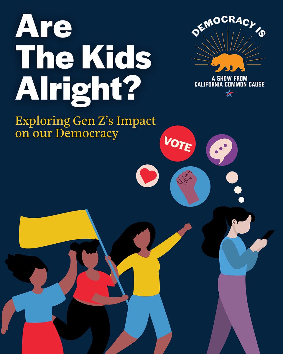 CACommonCause's tweet image. Gen Z is showing up. At the polls. At protests. On our city council agendas.
👀 Find out what drives them in the latest episode of our podcast Democracy Is🎙️
🔗: tr.ee/c4o_5gdcQu