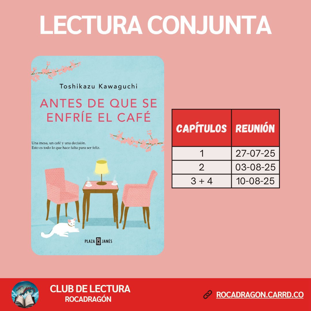 ¿Y si un café te dejara viajar al pasado? En Club de Lectura Rocadragón leeremos "Antes de que se enfríe el café". Únete a la tertulia en Discord.