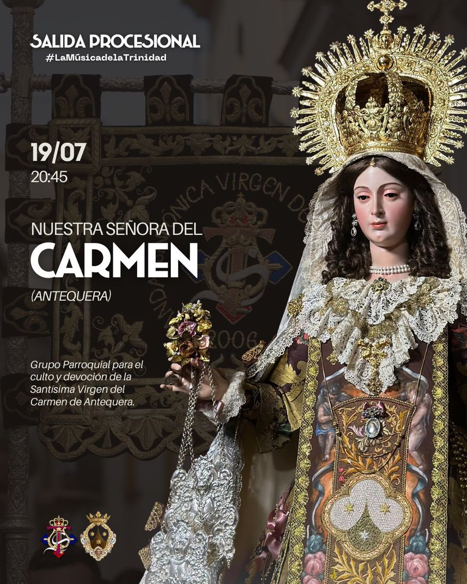 [𝐏𝐑𝐎𝐂𝐄𝐒𝐈𝐎́𝐍] 

Este sábado 19 de julio, a las 20:45, nuestro 𝐉𝐮𝐥𝐢𝐨 𝐂𝐚𝐫𝐦𝐞𝐥𝐢𝐭𝐚 no puede acabar de otra forma que acompañando a Nuestra Señora del Carmen de <a href="/Carmen_Atq/">Carmen De Antequera</a> 

¡Nos vemos por las calles de Antequera!

#LaMúsicadelaTrinidad