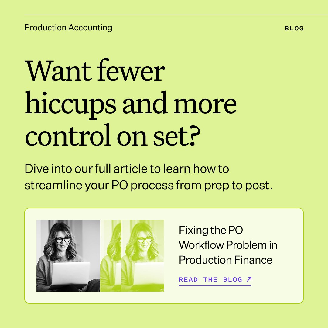 wrapbook's tweet image. Tired of PO headaches? 🎬 There’s a better way.
Discover how to fix the purchase order workflow in production finance—faster approvals, fewer surprises, and total visibility. 🔗 bit.ly/3ItkRL1
#ProductionFinance #PurchaseOrders #ProductionAccounting #Wrapbook