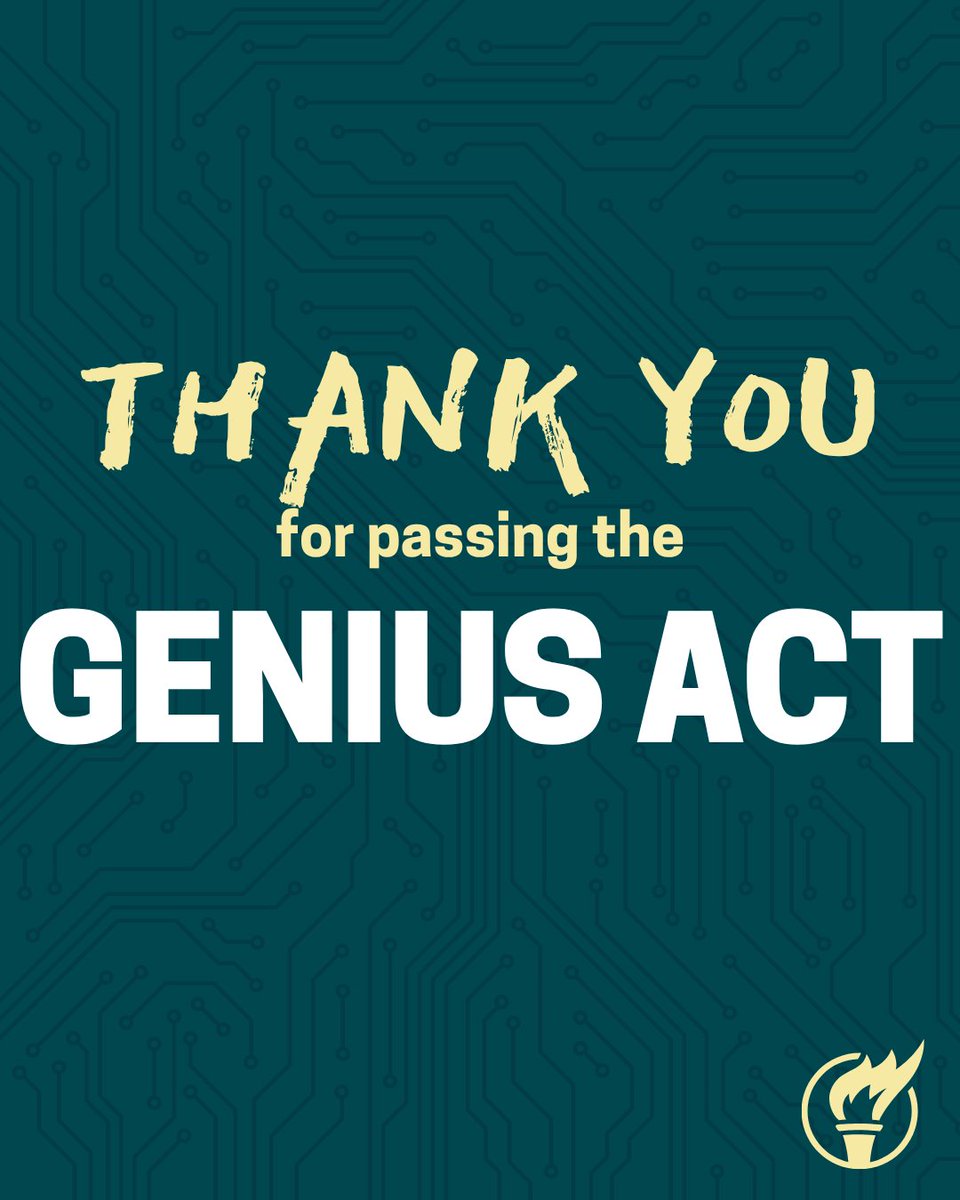 AFPhq's tweet image. Thanks to @POTUS, @HouseGOP, and @SenateGOP for passing the GENIUS Act ✅ This move brings clarity and innovation to stablecoin regulation. @WhiteHouse @RapidResponse47