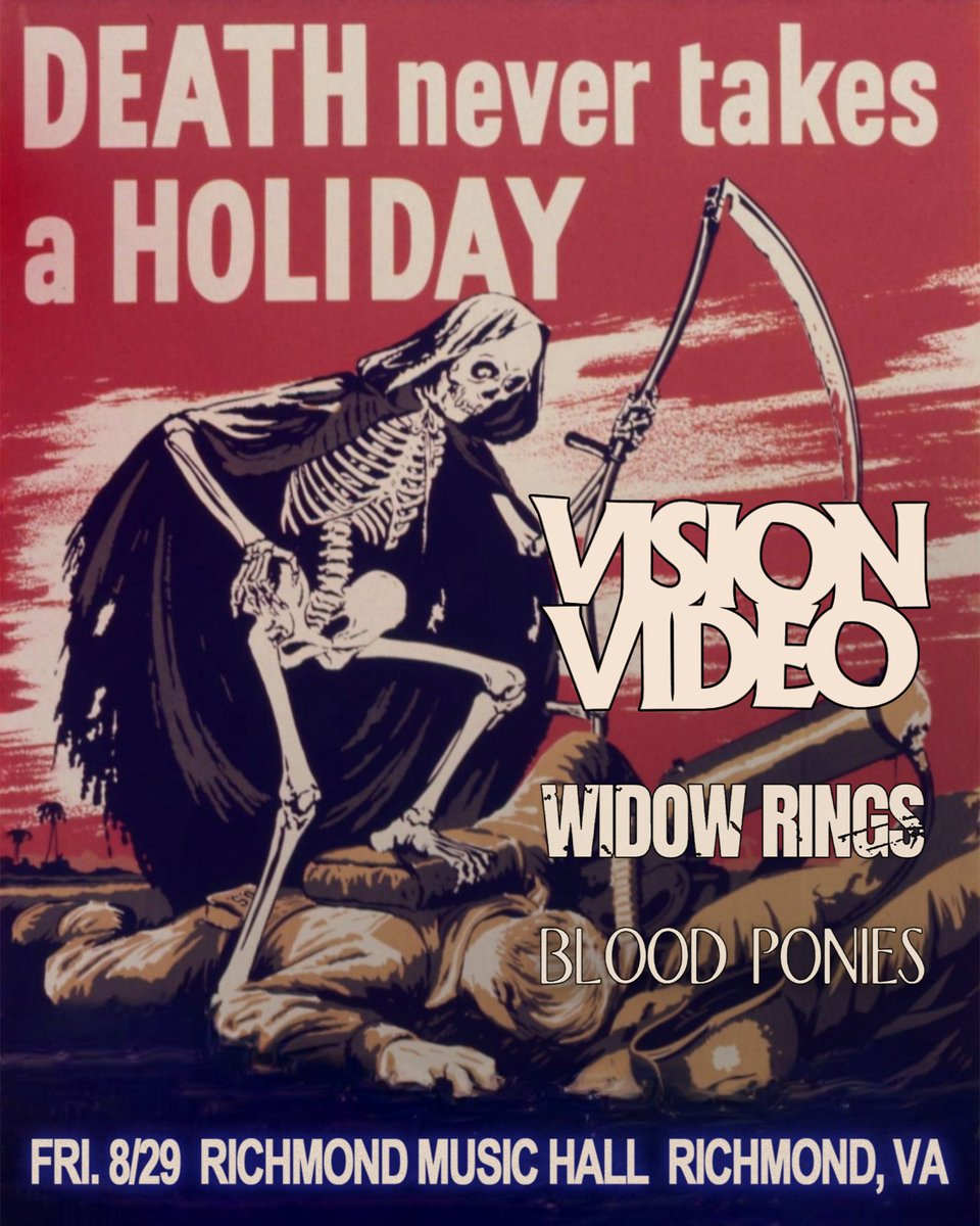 Support added! 💥Don't miss VISION VIDEO back at Richmond Music Hall August 29th with support from Widow Rings and Blood Ponies. Get your tickets now!