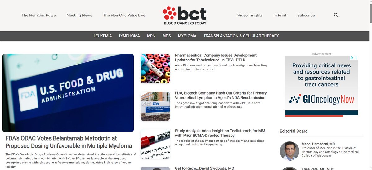 Blood Cancers Today (@blood_cancers) on Twitter photo TGIF! Here's your weekly HemOnc rundown:
⭐ The FDA ODAC voted against belantamab mafodotin combinations for #myeloma in its proposed dosing
⭐ <a href="/DanilovLab/">Danilov Lab</a> joined our podcast to discuss unmet needs in #CLL
⭐ Our July print issue is now live 📚
➡️ buff.ly/bYNjS6S TGIF! Here's your weekly HemOnc rundown:
⭐ The FDA ODAC voted against belantamab mafodotin combinations for #myeloma in its proposed dosing
⭐ <a href="/DanilovLab/">Danilov Lab</a> joined our podcast to discuss unmet needs in #CLL
⭐ Our July print issue is now live 📚
➡️ buff.ly/bYNjS6S