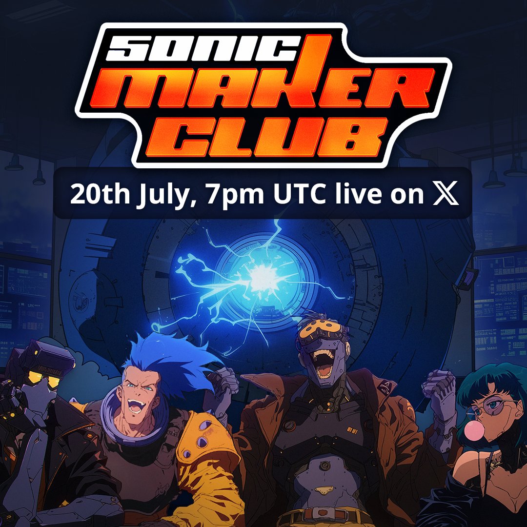 SONIC MAKER CLUB LIVESTREAM - COMMUNITY FIGHTS BACK 🎙️ 

🗓️ 20th of July
🕖 7 PM (UTC)
📍 Live on X

Join us as we discuss smart LP tactics and DLMM strategies to navigate the $S momentum.