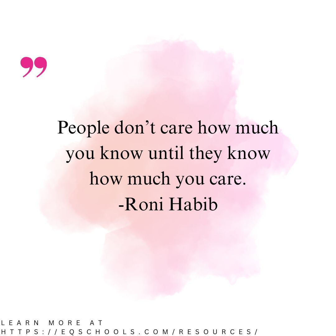 Knowledge alone doesn't earn trust—genuine care does. 💖 When people feel valued and understood, they’re more open to the wisdom and insights you offer. 🤝 Learn more at eqschools.com

#PositivePsychology #Mindfulness #Education #EmotionalWellbeing  #EQSchools