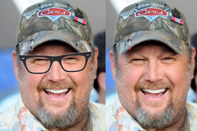 GitRDoneLarry's tweet image. You know the app that shows what you look like with a different hairstyle? Well, here’s my idea. For $2.99 my app I’ve developed will show people with glasses what they’d look like without glasses! Cool huh? (Ok this is really dumb so forgive me but I’m on cold medicine so..)