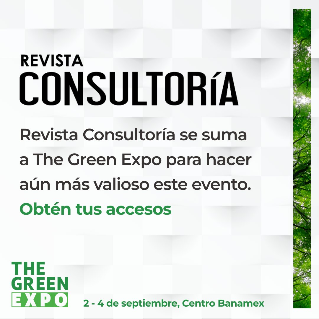 La transformación sostenible se comunica mejor con expertos.
Gracias a <a href="/Rev_Consultoria/">Revista Consultoría</a>  por unirse como patrocinador en The Green Expo.
📚 Acompáñanos y descubre cómo la consultoría especializada impulsa el desarrollo empresarial y ambiental. Regístrate thegreenexpo.infoexpo.com.mx/2025/ae/web/co…