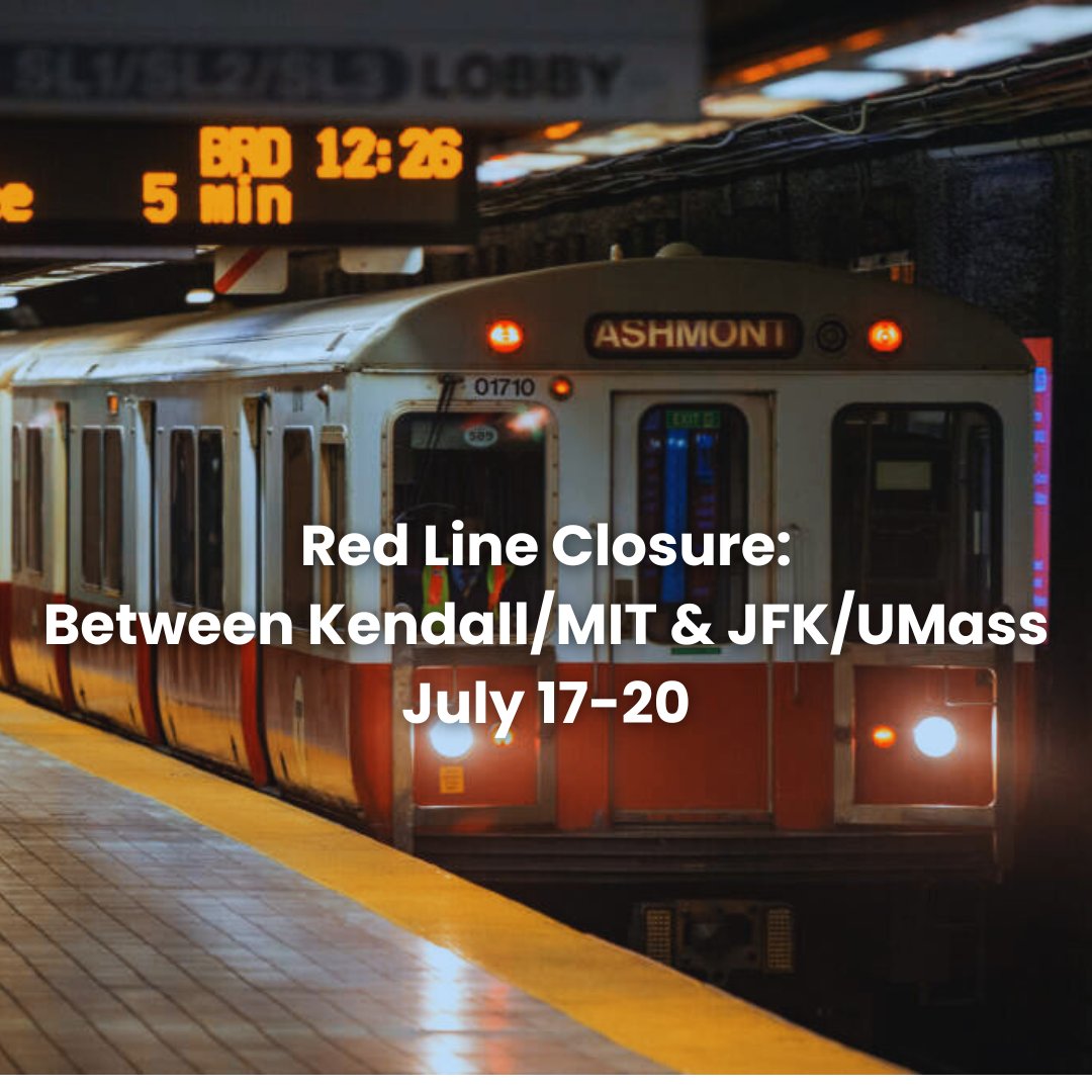 🚨 Red Line update! 🚨 As of last night at 8:30 pm, shuttle buses will replace Red Line service between Kendall/MIT and JFK/UMass July 17 – 20.  Plan your trip and find all the details using the link in our bio. 🚌🚴‍♀️🚇 #MBTA #RedLineShutdown #BostonTransit