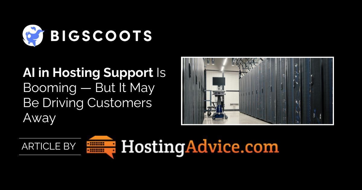 BigScoots Web Hosting (@bigscoots) on Twitter photo 42% of businesses currently use chatbots for customer engagement and predictive analytics. Read this <a href="/Hosting_Advice/">HostingAdvice.com</a> interview with James Webb, COO at BigScoots, for advice on how to use AI without sacrificing human service: hubs.la/Q03xV_8q0 #ManagedWordPresshosting 42% of businesses currently use chatbots for customer engagement and predictive analytics. Read this <a href="/Hosting_Advice/">HostingAdvice.com</a> interview with James Webb, COO at BigScoots, for advice on how to use AI without sacrificing human service: hubs.la/Q03xV_8q0 #ManagedWordPresshosting
