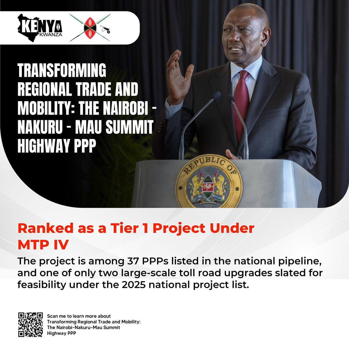PHIAMAX's tweet image. The Govt of Kenya under President @WilliamsRuto begins construction of the Nairobi–Nakuru–Mau Summit Highway in Aug 2025, a 175km upgrade to ease travel, boost safety, create jobs &amp;amp; grow trade along the Northern Corridor.

#KaziBilaBreak
#FocusedOnServiceDelivery