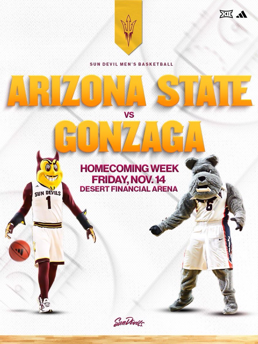 MaxZepedaSports's tweet image. Arizona State men’s basketball will host Gonzaga at Desert Financial Arena on Nov. 14

It will be just one day before ASU Football hosts West Virginia.

This marks the beginning of the program’s two year home-and-home agreement with the Bulldogs.

@CronkiteSports
