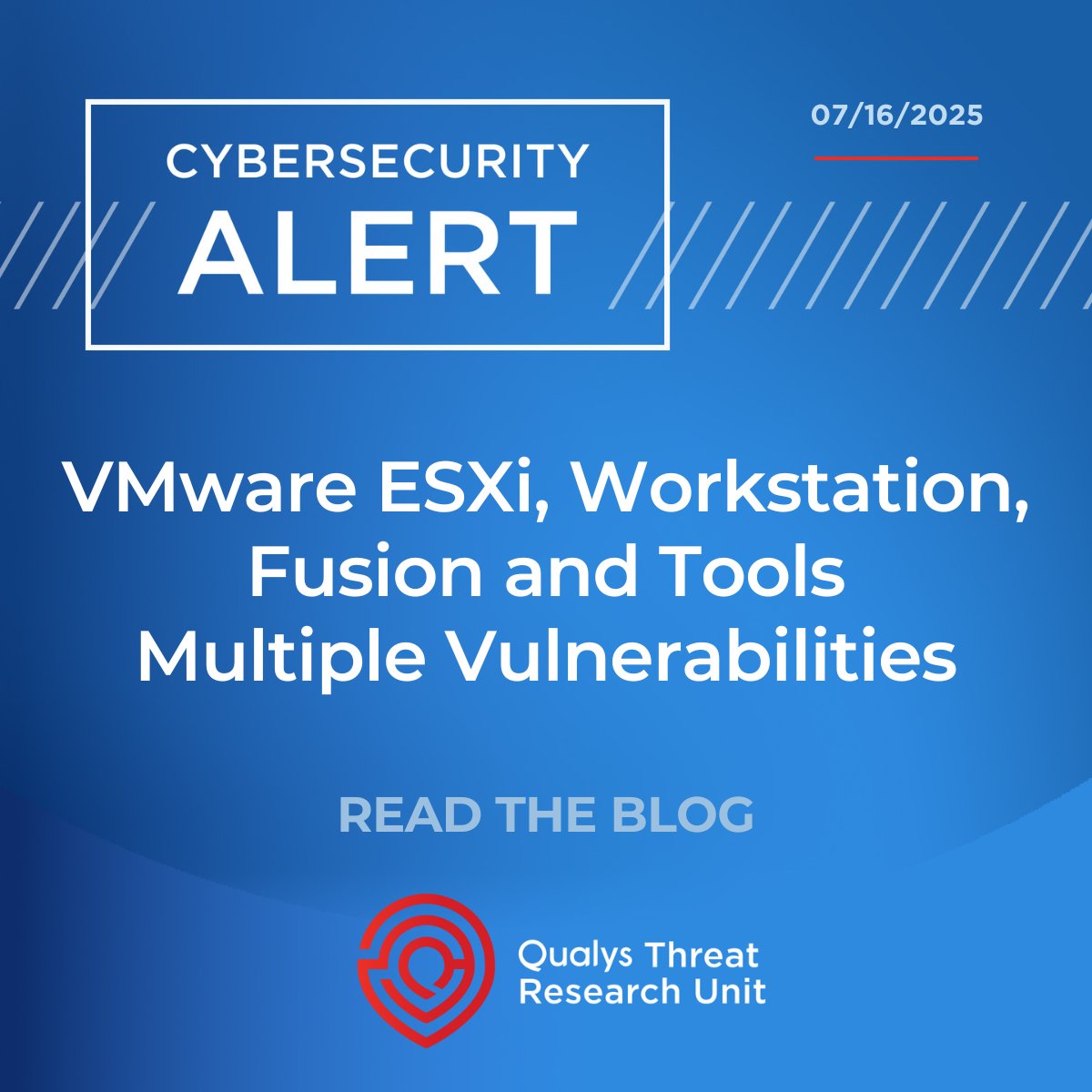 qualys's tweet image. .@VMware patched several high‑severity CVEs in ESXi, Workstation, Fusion and VMware Tools that could allow remote code execution. Review affected versions and mitigation guidance in this blog: bit.ly/40ZmdDF
#ThreatProtection #VulnerabilityManagement