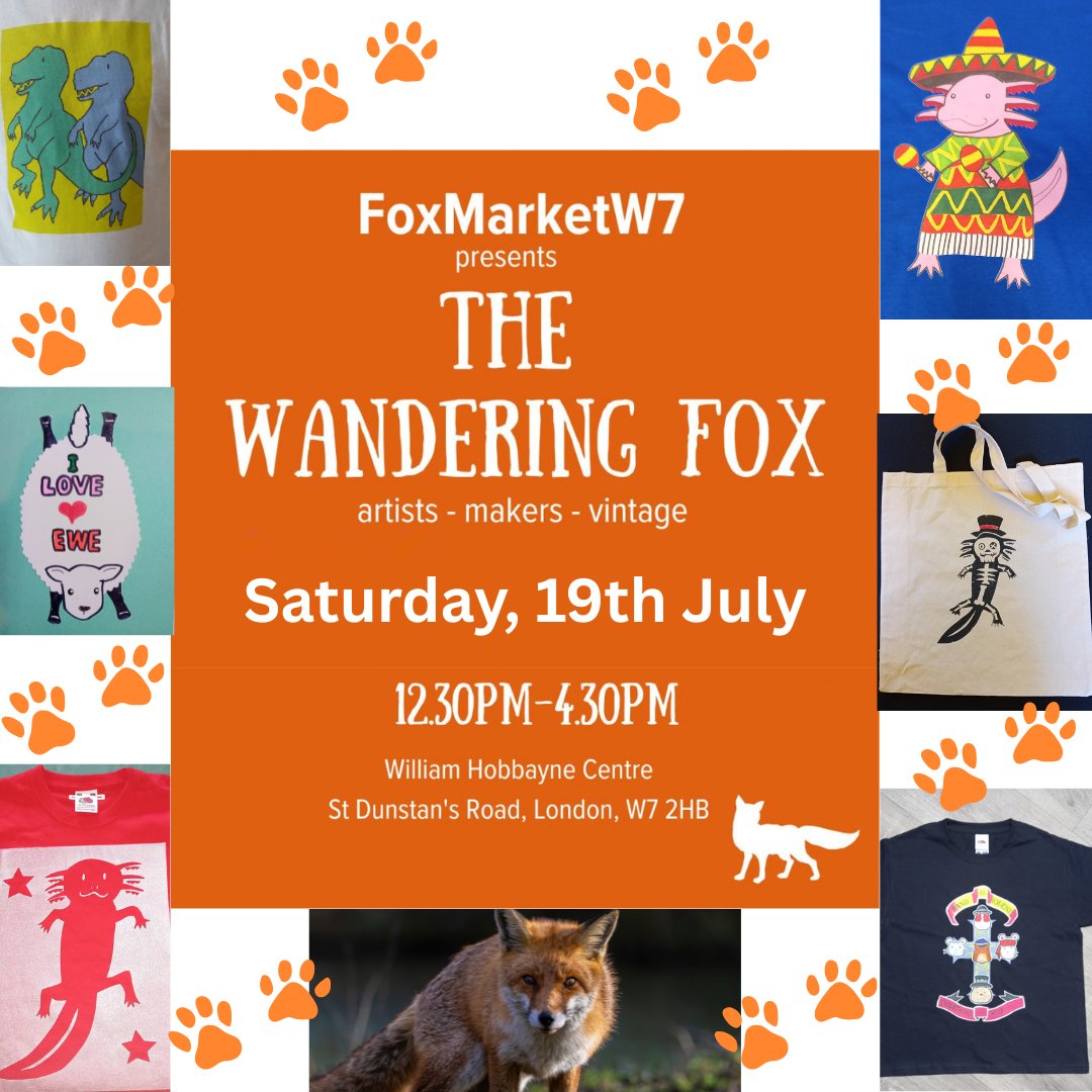 FoxMarketW7 is on tomorrow, Saturday 19th July in Hanwell/Ealing. Lovely stalls filled with beautiful designs. If you are in the area, please come and check it out! <a href="/FoxMarketW7/">The Wandering Fox</a>  #hanwell #ealing #ealingfeeling #ealingbroadway #ealingmums #londonmarket #londonmarkets #westlondon