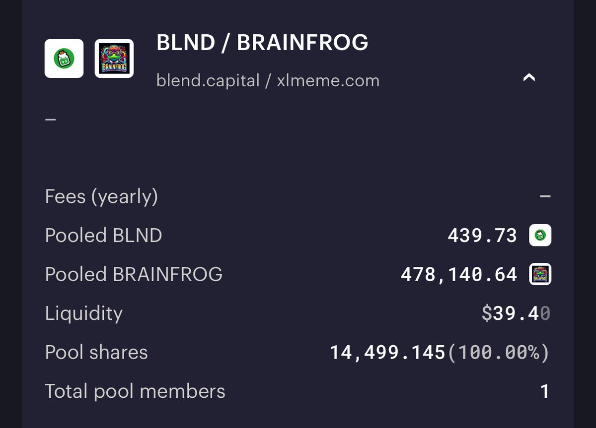 BRAINFROG (@brainfrogxlm) on Twitter photo Liquidity Pool 🏊♀️
#BRAINFROG + <a href="/blend_capital/">blend.capital</a>
✨One blender. One brain. Infinite liquidity.✨
We didn’t mean to put our smart frog in the blender but…
“If you wanna stir up the system, might as well start with me.”🧠🐸
JUMP IN
#DeFiWithVibes $XLM
#Soroban #LiquidityPool Liquidity Pool 🏊♀️
#BRAINFROG + <a href="/blend_capital/">blend.capital</a>
✨One blender. One brain. Infinite liquidity.✨
We didn’t mean to put our smart frog in the blender but…
“If you wanna stir up the system, might as well start with me.”🧠🐸
JUMP IN
#DeFiWithVibes $XLM
#Soroban #LiquidityPool