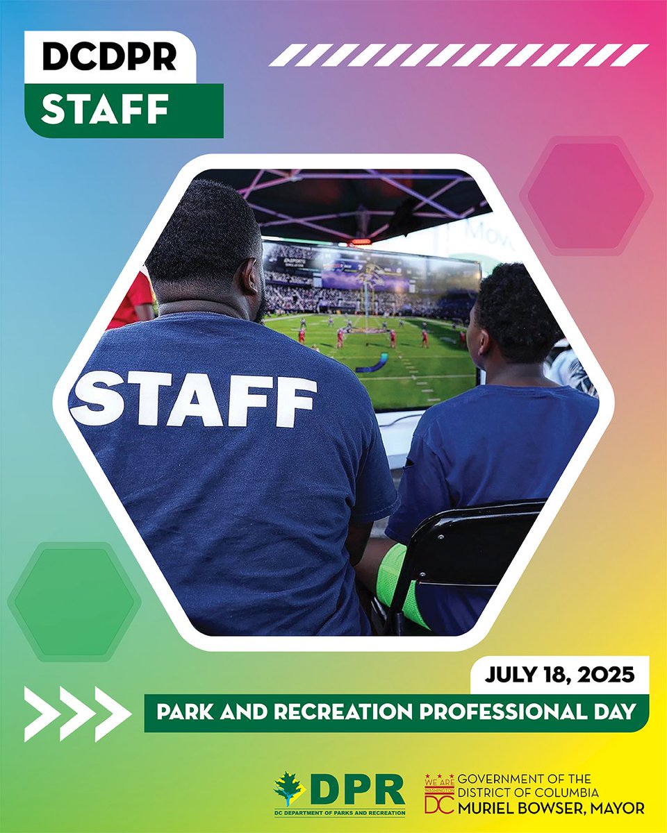 DCDPR's tweet image. Happy Park and Recreation Professionals Day! ๐
Today weโre giving a big shoutout to the DPR staff who bring energy, care, & community to everything we do.
Thanks for keeping DC strong through the power of parks!๐ณ๐ช
#NRPAParkAndRecDay #BuildTogetherPlayTogether #WePlayTooMuch
