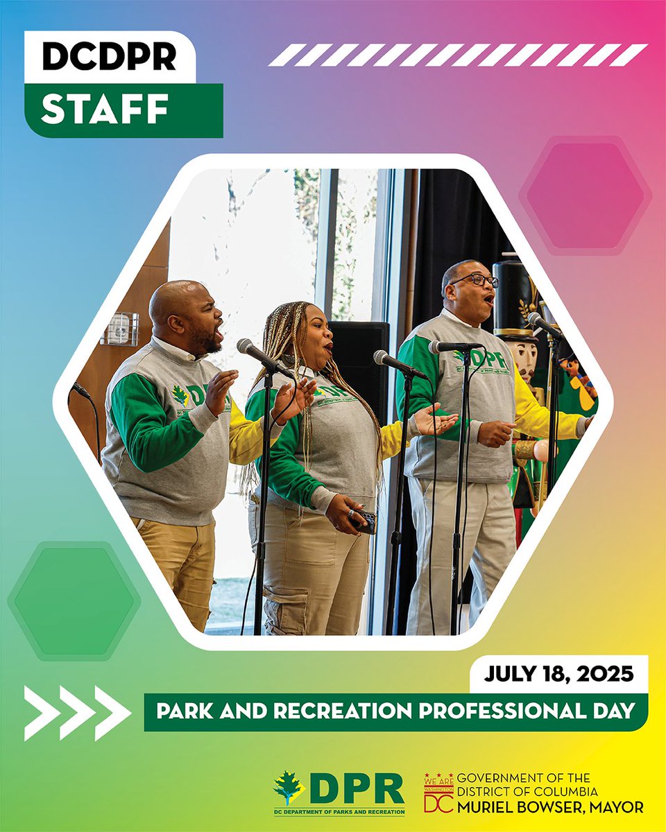 DCDPR's tweet image. Happy Park and Recreation Professionals Day! ๐
Today weโre giving a big shoutout to the DPR staff who bring energy, care, & community to everything we do.
Thanks for keeping DC strong through the power of parks!๐ณ๐ช
#NRPAParkAndRecDay #BuildTogetherPlayTogether #WePlayTooMuch