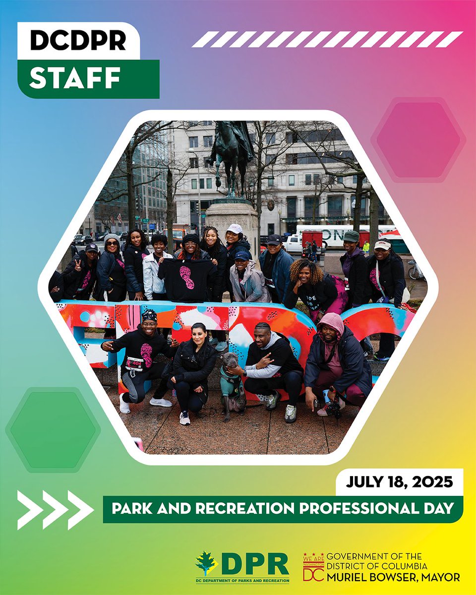 DCDPR's tweet image. Happy Park and Recreation Professionals Day! ๐
Today weโre giving a big shoutout to the DPR staff who bring energy, care, & community to everything we do.
Thanks for keeping DC strong through the power of parks!๐ณ๐ช
#NRPAParkAndRecDay #BuildTogetherPlayTogether #WePlayTooMuch