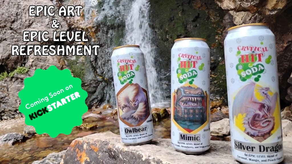 Do you like <a href="/criticalhitsoda/">Critical Hit Soda</a>? Their upcoming Kickstarter is bringing amazing drinks in cans directly to you and local game stores!

During <a href="/Gen_Con/">Gen Con</a>, there will be Kickstarter Exclusive items to not miss out on. Click the below link to learn more!

kickstarter.com/projects/criti…