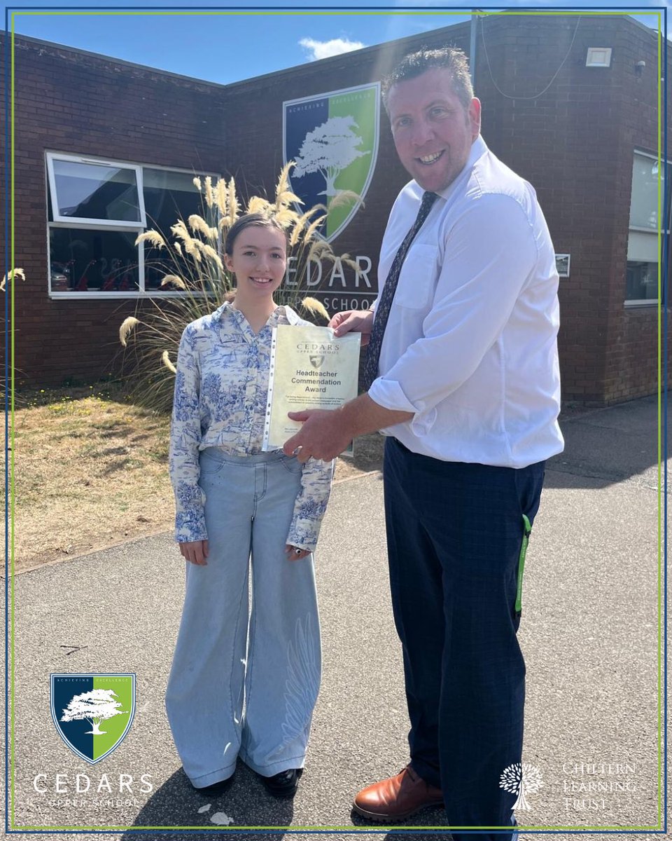Cedars_Upper's tweet image. A huge congratulations to Nelly for receiving her Headteacher award for being Aspirational and Creative. Nelly is an aspiring author and is currently writing a fictional book which we can’t wait to read! Well done Nelly!
