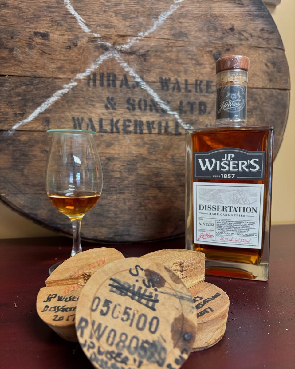 20 years ago I started my PhD.   We blended it many years later into JP Wiser’s Dissertation.   I kept the cracked bungs from the drain as a reminder of how special the whisky was.  

The strength is 46.1%.  The same as the molecular wt of ethanol. 

#canadianwhisky #whisky