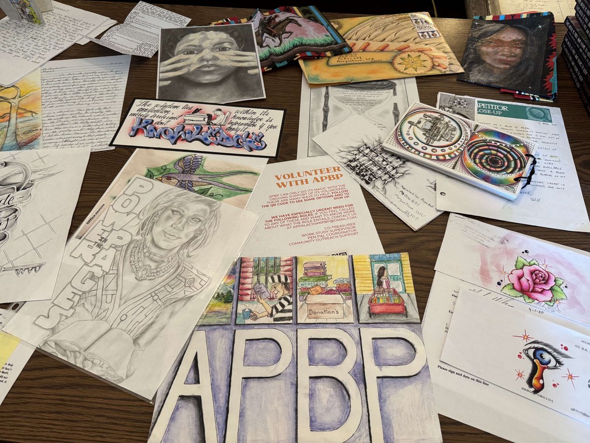 WVUPRESS's tweet image. Happy Friday everyone!
Earlier this year, APBP hosted a lovely launch event in conjunction with WVU Press for This Book is Free and Yours to Keep: Notes from the Appalachian Prison Book Project. The party was held at the Aull Center, where APBP houses the books and letters that…