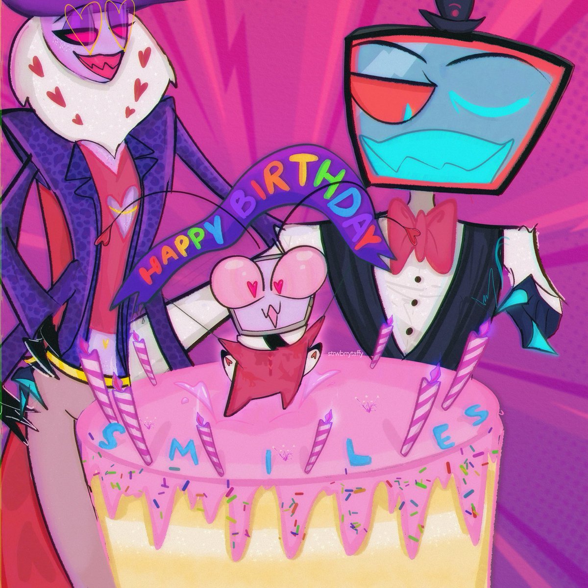 strwbrrytaffy's tweet image. happy birthday to the amazing and incredibly talented smiles!! 🩵🫶ty for everything you do &amp;amp; for the baby!!🤲 #MakeSmilesSmile #HappyBirthdaySmiles2025 #VoxVal #StaticMoth #HazbinHotelVax