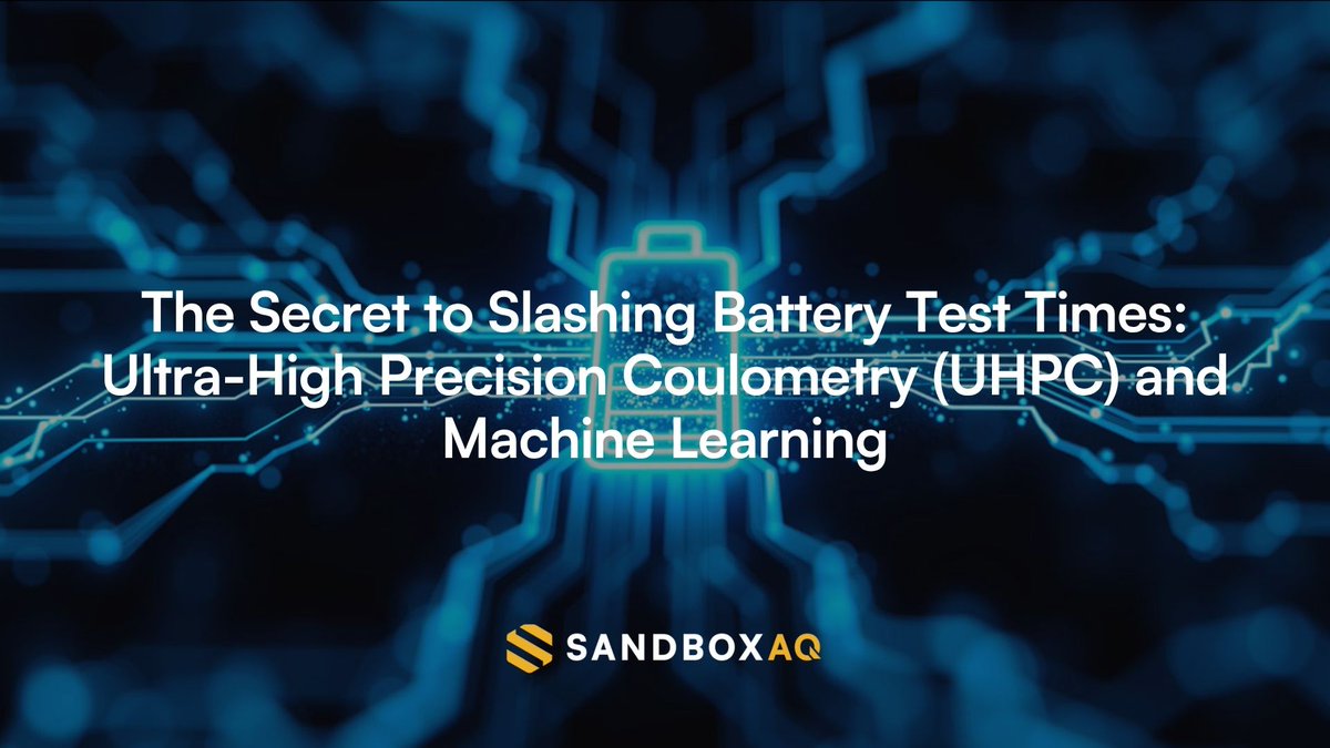 SandboxAQ's tweet image. Battery innovation is limited by test cycles that take months to detect degradation.
A new method using ultra-high precision coulometry (UHPC) and machine learning cuts that time to days. It identifies weak chemistries early and accelerates the path to commercialization.
This…