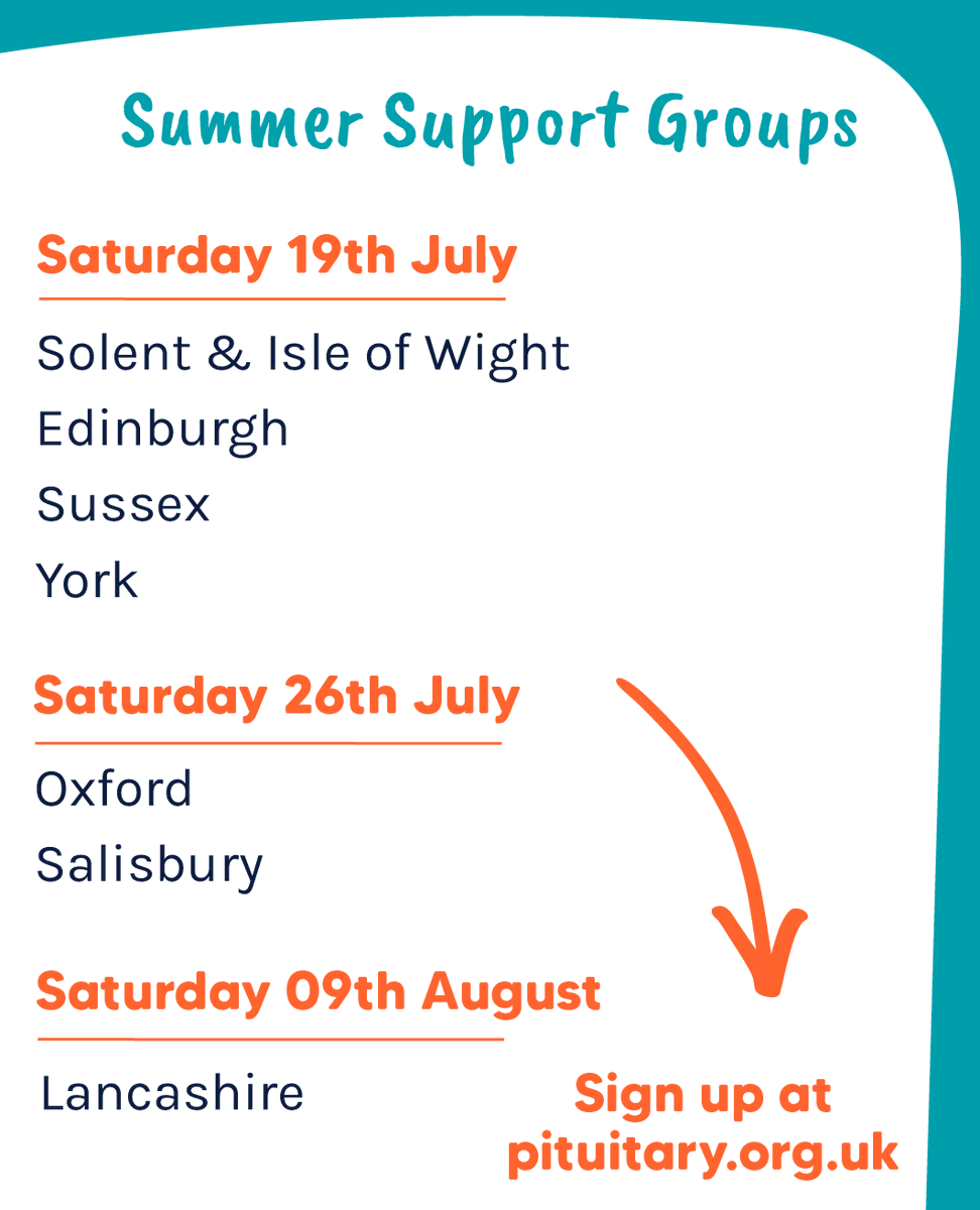 Pituitary_org's tweet photo. We have lots of Local Support Groups coming up across July and August! 

Find out more and sign up for your local group 👉️ https://t.co/CG9gNGMU4r https://t.co/PTQn4ExFjd