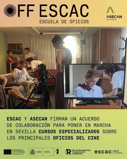 La Escola Superior de Cinema i Audiovisuals de Catalunya  <a href="/escac/">ESCAC</a> y La Asociación de Escritor@s  Cinematográficos de  Andalucía (ASECAN) han firmado un acuerdo de colaboración para poner en  marcha en Sevilla cursos especializados sobre los  principales oficios del cine.