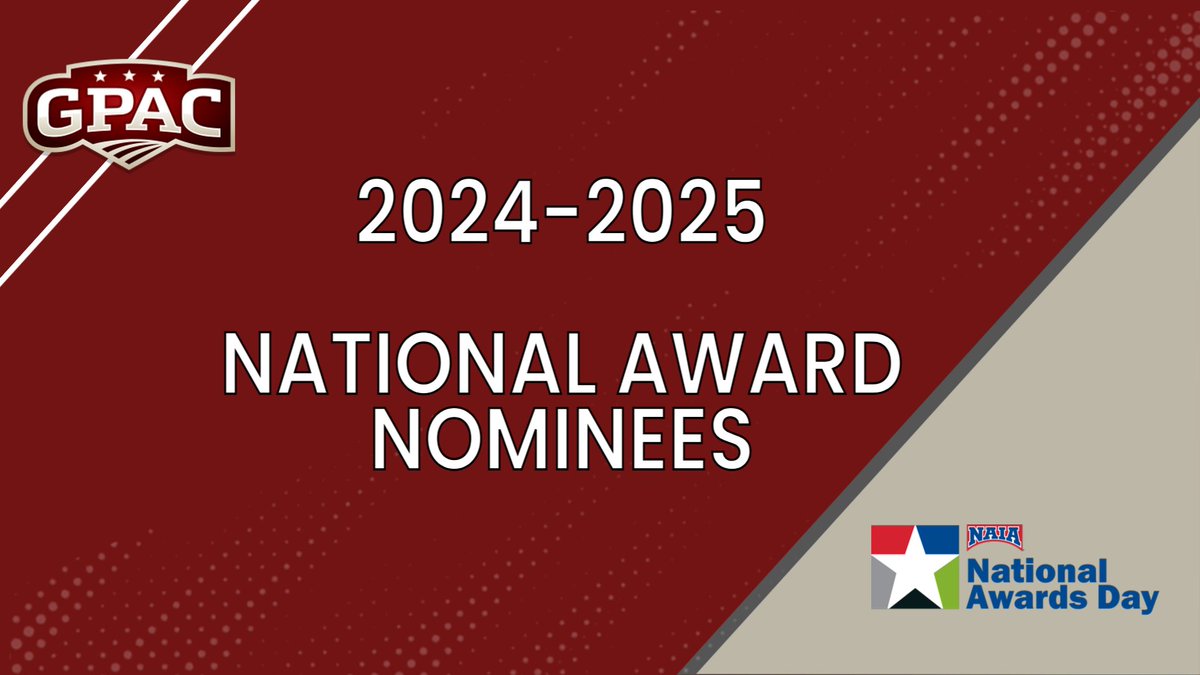 GPACSports's tweet image. The GPAC has announced our 2024-25 @NAIA National Award Nominees!
Read More: tinyurl.com/84j9j4ts