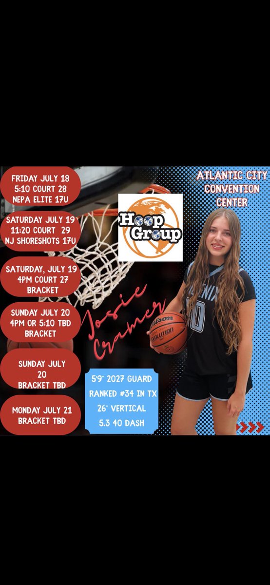 Chuck Thompson (@fivestatehoops) on Twitter photo Busy schedule coming up for <a href="/Josie_Cramer1/">Josie Cramer</a> and her <a href="/phoenixselect/">Phoenix Select</a> teammates in Atlantic City, best of luck over the extended weekend! Busy schedule coming up for <a href="/Josie_Cramer1/">Josie Cramer</a> and her <a href="/phoenixselect/">Phoenix Select</a> teammates in Atlantic City, best of luck over the extended weekend!