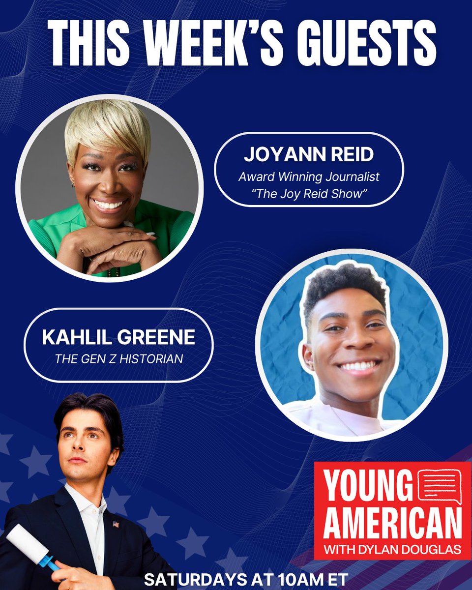 SiriusXMProg's tweet image. This week on Young American With Dylan Douglas:
Dylan discusses independent journalism with Joy Reid and @kahlil_greene!
Catch it tomorrow at 10am ET and throughout the weekend!
