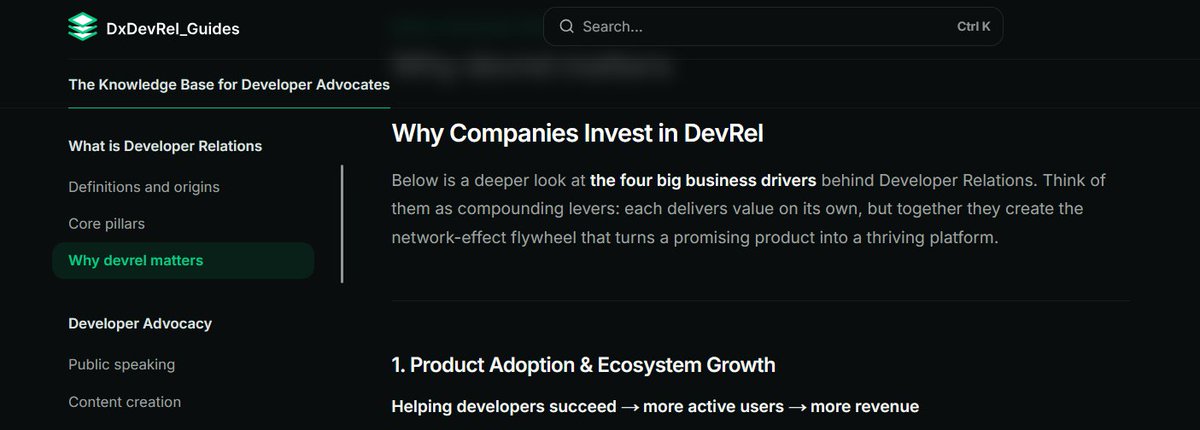 realEkemini's tweet image. Updates coming to the community-driven #DeveloperRelations knowledge base 🥑
Meanwhile, learn why DevRel matters and why you (or your company) should invest in it here:
ekeminios.mintlify.app/why-devrel-mat…