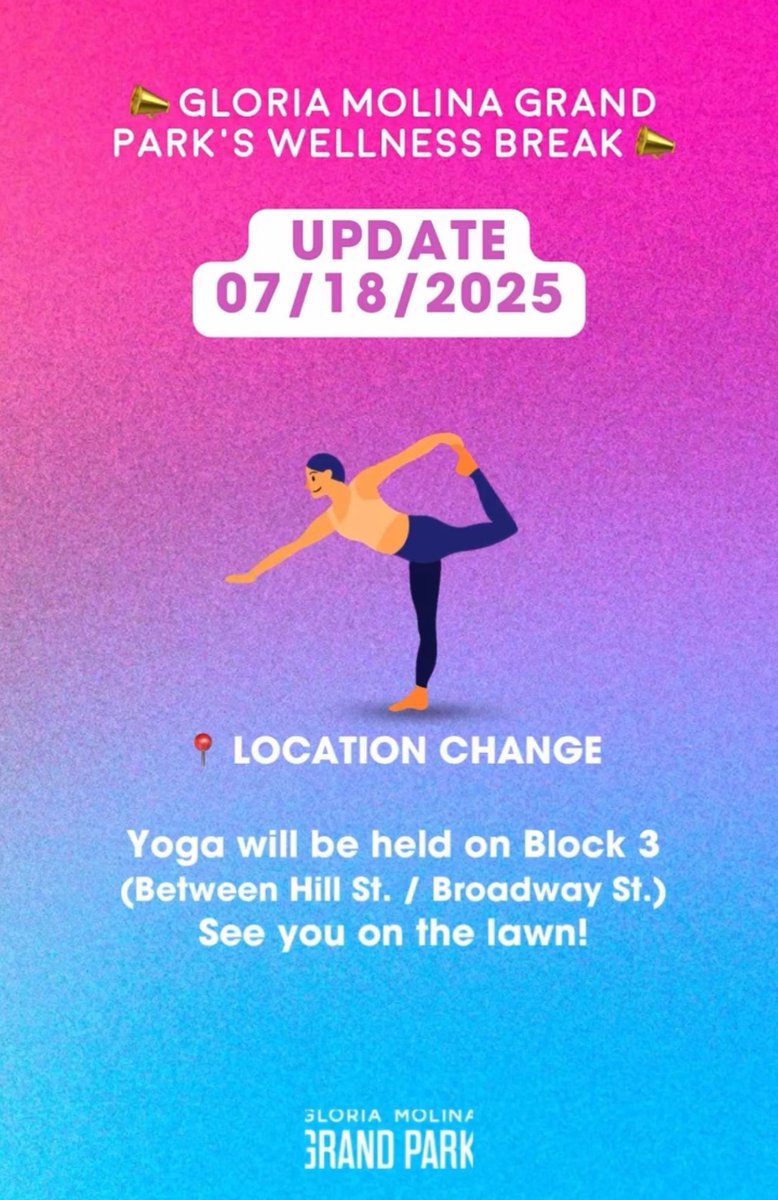 UPDATE: Namaste park yogis!
Yoga class is happening in Block 3 (Between Hill Street &amp; Broadway Street ) from 12 - 12:45 PM. 

All levels welcome. 🧘🏽🧘🏻‍♀️🌳☀️