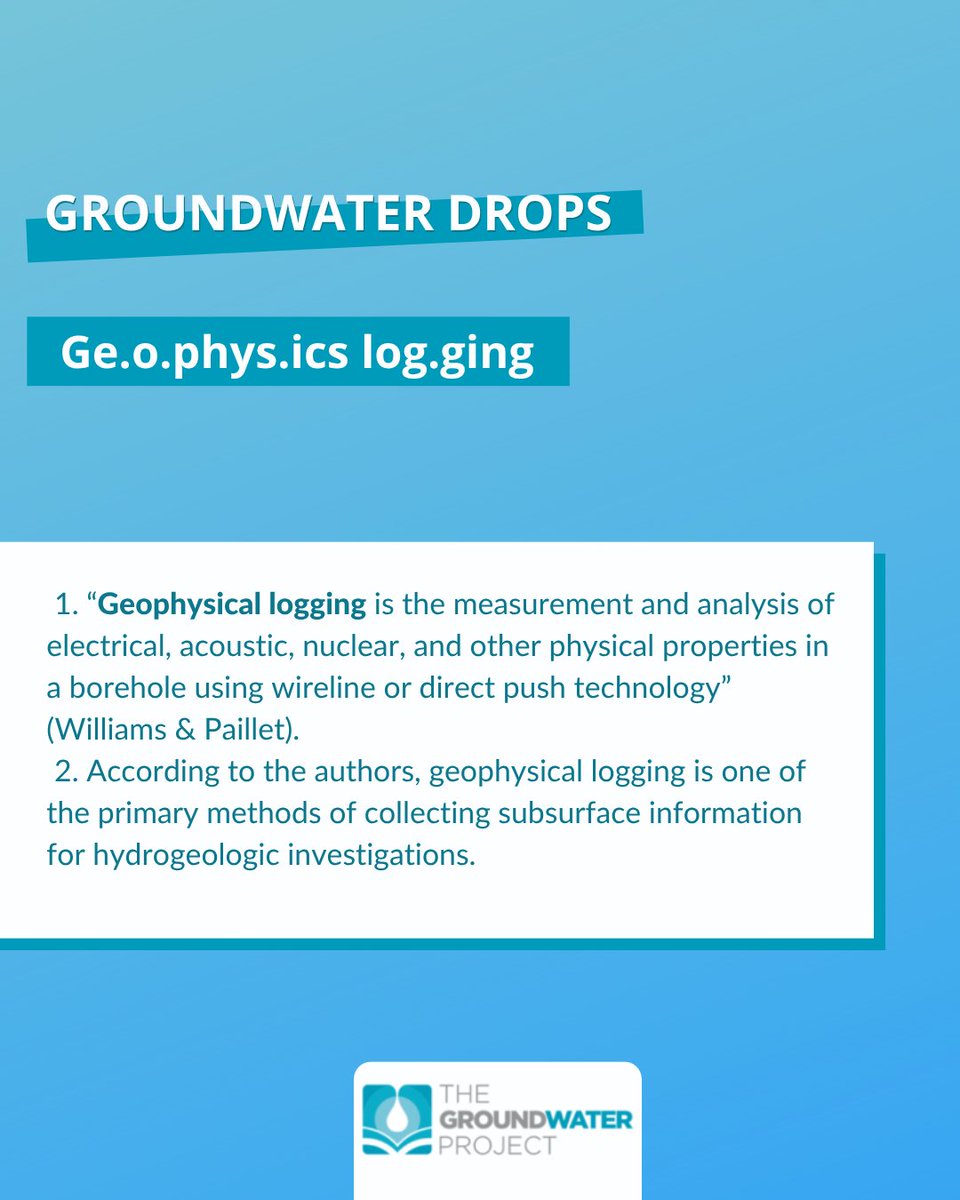 To learn more, check out our free book Geophysical Logging for Hydrogeology and stay tuned for other books that the Groundwater Project will be releasing in the near future.
gw-project.org/books/geophysi…