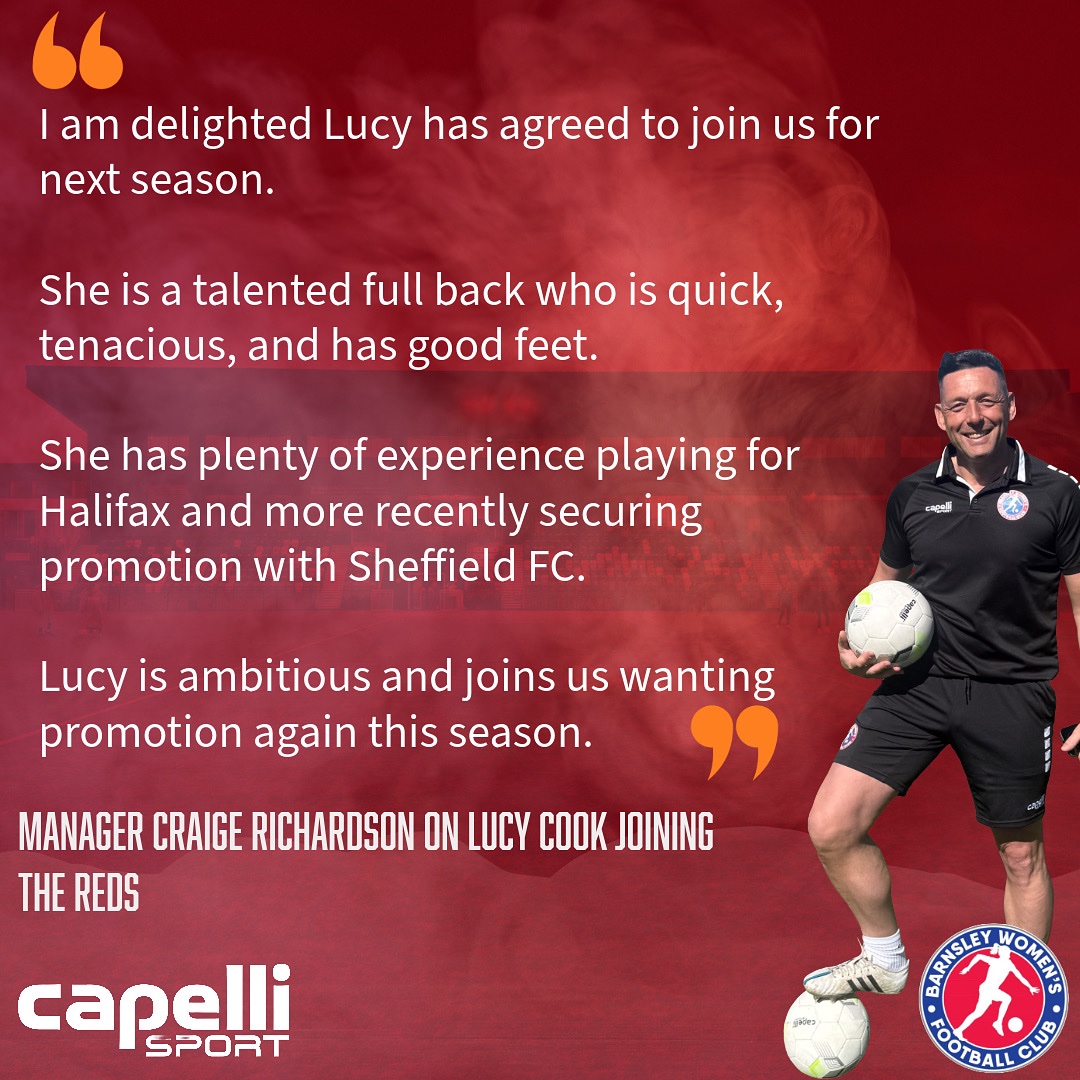 Read Manager Craige Richardson's thoughts on signing <a href="/_lucyycook/">lucy cook</a> 

#youreds #barnsleywfc #bwfc