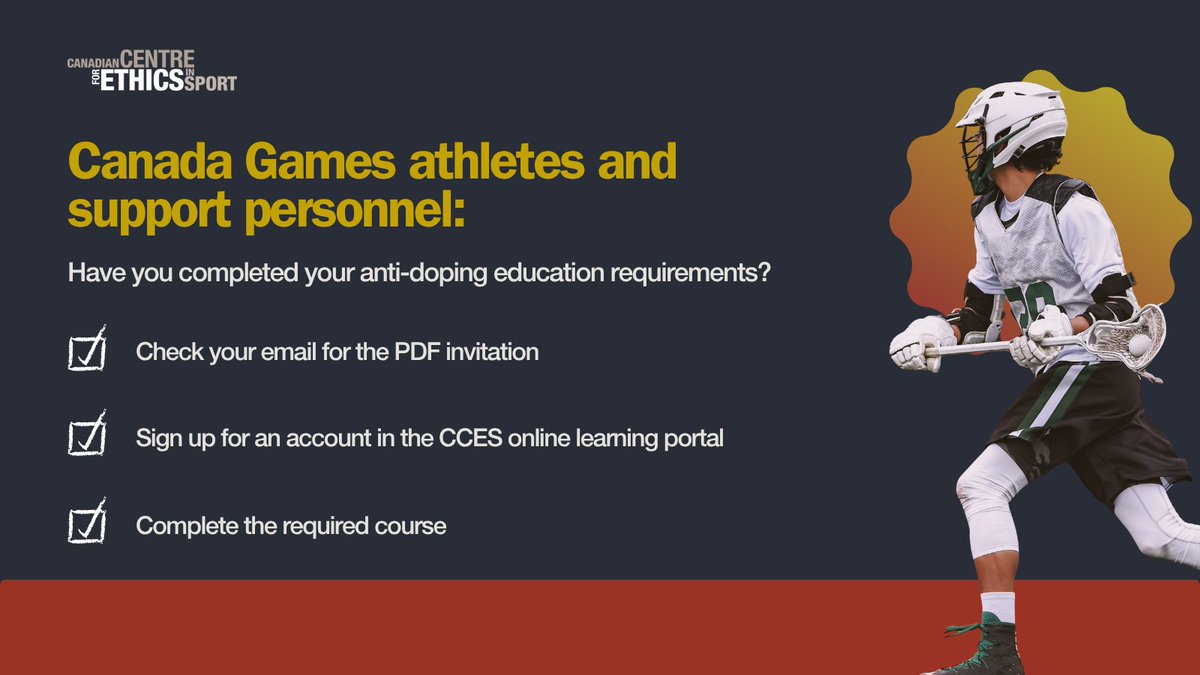 EthicsInSPORT's tweet image. 🫵 Are you competing at the #2025CanadaGames?
Make sure you’ve completed the anti-doping education requirements so you know how to compete clean.
For more information: cces.ca/stjohns2025#ed…
@CanadaGames @2025canadagames #2025CSG #ReadytoRock