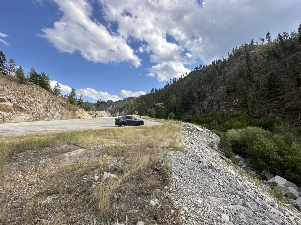 Drive_Protected's tweet image. Just found this photo from a road trip in August 2023 of our Tesla Model Y just south of Darby, Montana at the filming location of Yellowstone's Train Station!