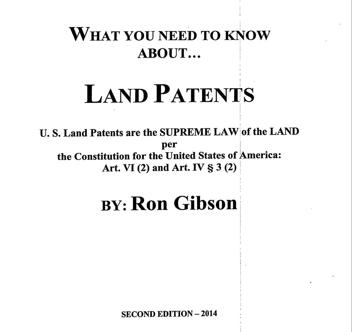 Creditor (@redbeard172023) on Twitter photo โโโโโโโโโโโโโโโโโโโโโโโโโโ
Ron Gibson โ Land Patents
โโโโโโโโโโโโโโโโโโโโโโโโโโ
A land patent is the conclusive evidence of the right, title, and interest in a particular tract of land granted to a private party by and from the united states government. In addition to the โโโโโโโโโโโโโโโโโโโโโโโโโโ
Ron Gibson โ Land Patents
โโโโโโโโโโโโโโโโโโโโโโโโโโ
A land patent is the conclusive evidence of the right, title, and interest in a particular tract of land granted to a private party by and from the united states government. In addition to the