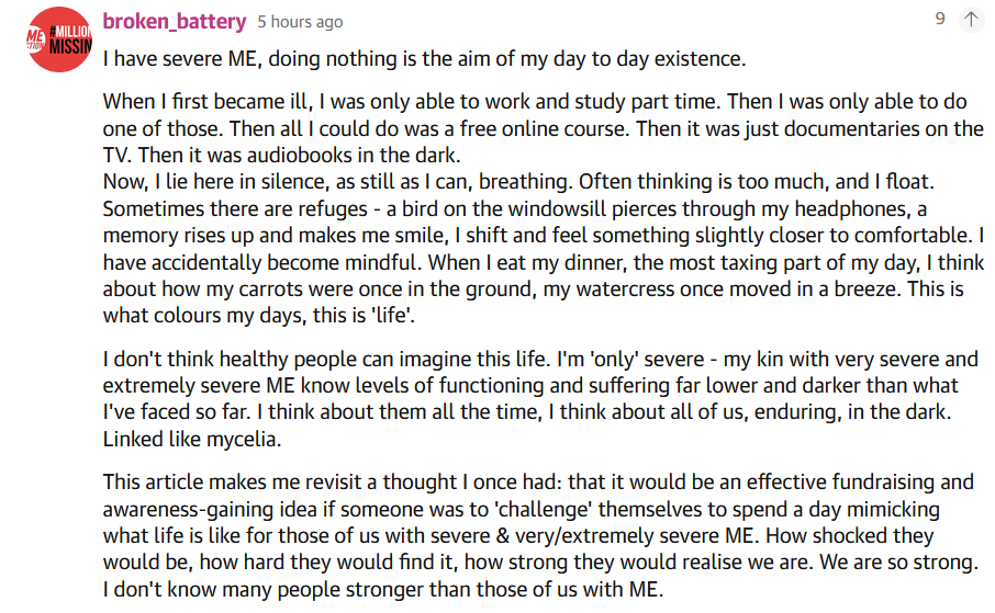 An article (🔽) in theguardian about a "champion" of doing nothing (for 90 minutes!) sparked this great comment from a broken battery and I think we should consider this as an attempted viral campaign.
