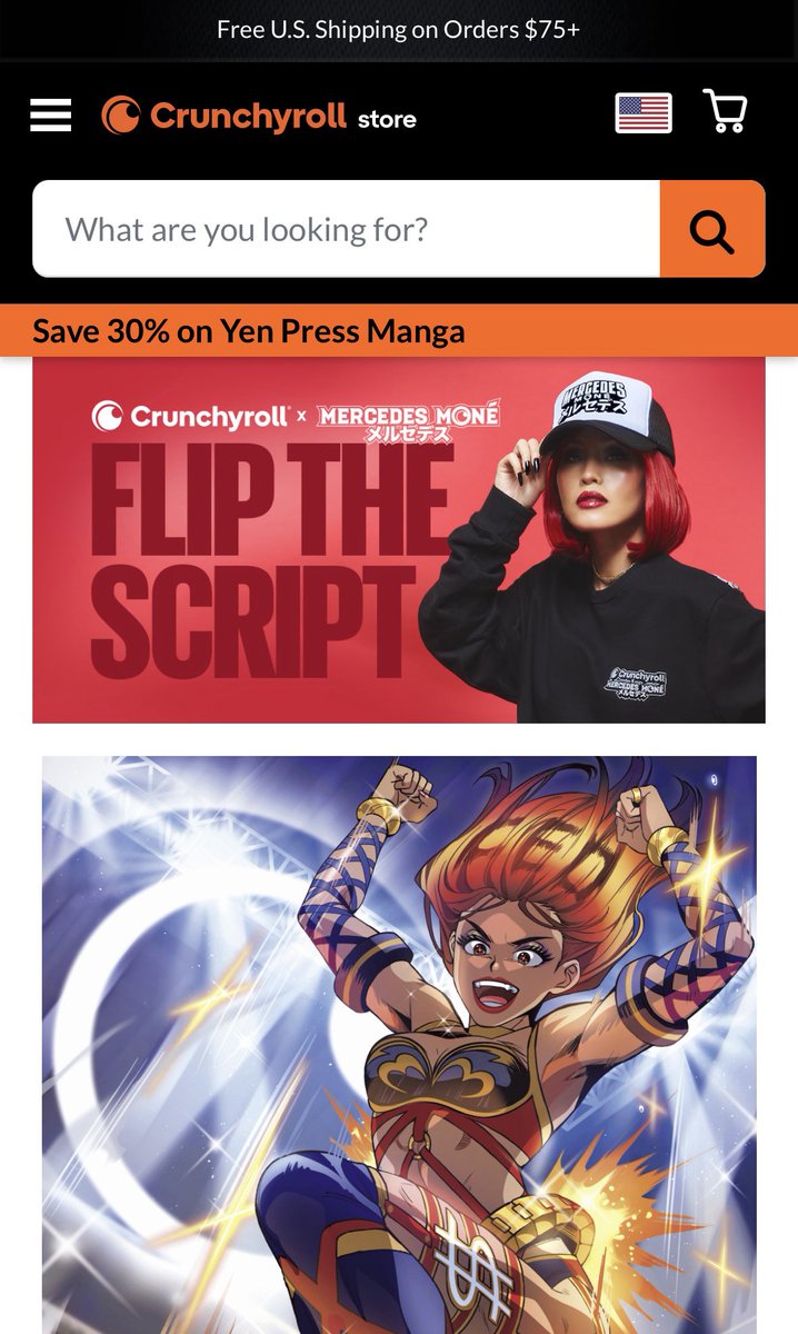 jarry's tweet image. hi I modeled for the new @Crunchyroll x Mercedes Moné collection 💥