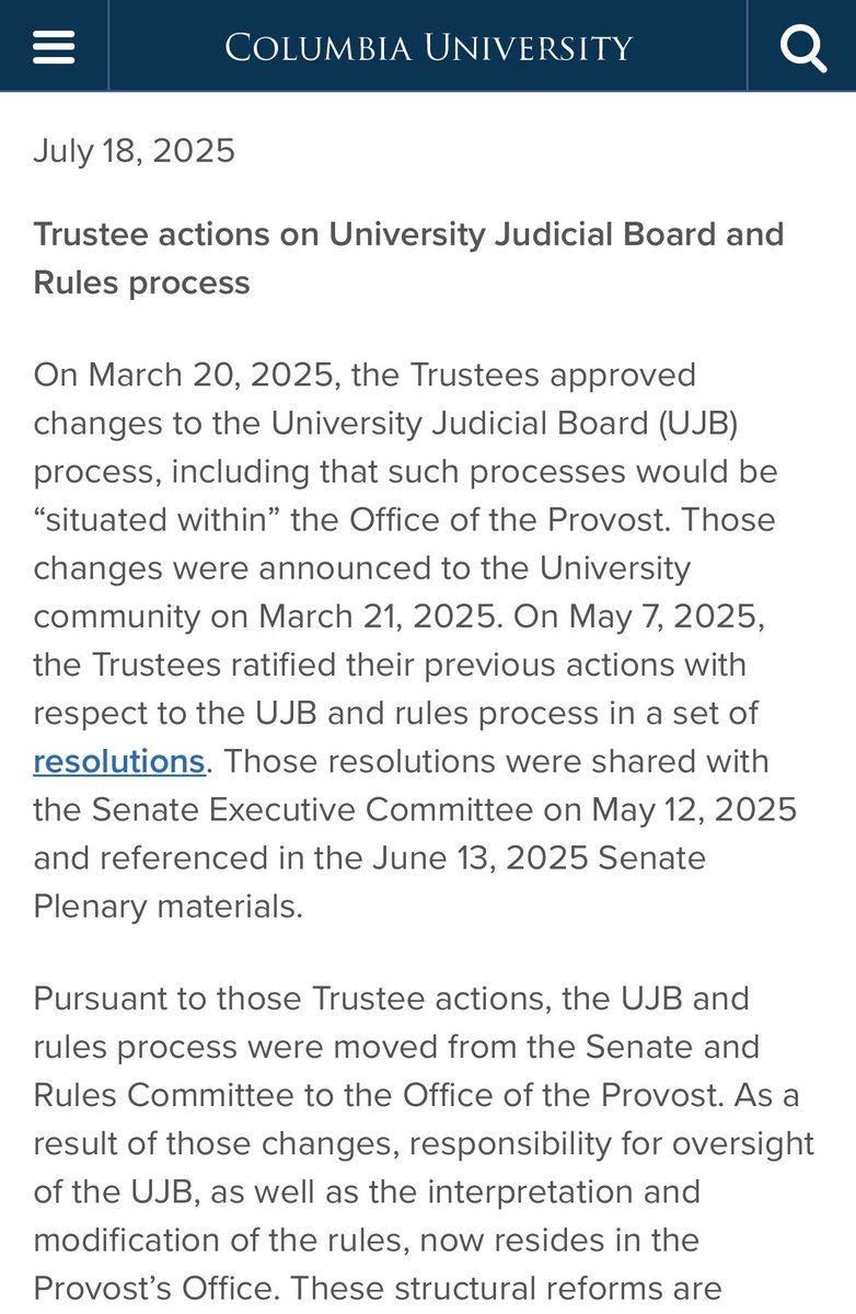 edenyadegar's tweet image. Columbia has FINALLY disempowered the radical faculty members on the University Senate, removing their disciplinary and rule-making powers!
This is the sort of structural reform needed to protect Jewish students & restore American higher education. A massive thank-you to our…