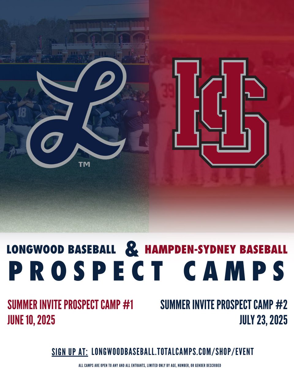 🚨LIMITED SPOTS 🚨 

We have a few spots remaining at our Summer Invite Prospect Camp #2 that is being held on July 23rd! Don’t miss out on the opportunity to be seen! 

Use the link below to sign up today!
longwoodbaseball.totalcamps.com/shop/EVENT