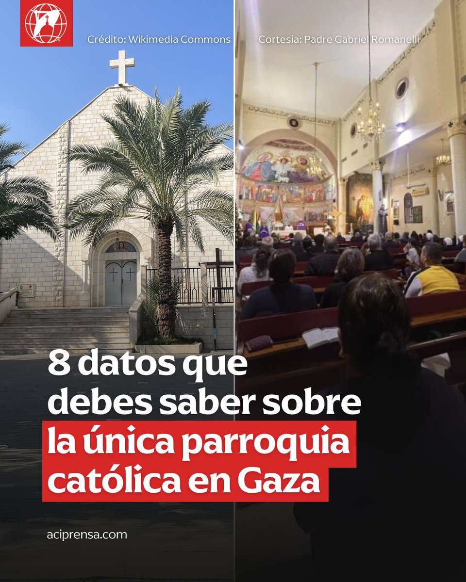 aciprensa's tweet photo. Un ataque reportado el 17 de julio contra la única iglesia católica en Gaza dejó tres muertos y nueve heridos, según un comunicado del Patriarca Latino, el cardenal Pierbattista Pizzaballa.

Entre los heridos se encontraba el párroco, el P. Gabriel Romanelli. Las imágenes mostraban daños en el techo y las ventanas de la iglesia.

En medio de la guerra en curso en Gaza, la parroquia ha sido un refugio tanto para católicos como para no católicos. Estas son ocho cosas que debes saber sobre la Iglesia de la Sagrada Familia en Gaza:

1. La parroquia es la única iglesia católica en Gaza
La parroquia de la Sagrada Familia fue construida en los años 60. Antes de convertirse en refugio, había unos 130 católicos en Gaza, según National Catholic Reporter.
Los cristianos son una minoría en este territorio de mayoría musulmana, con apenas 1.000 cristianos, de acuerdo con el informe de libertad religiosa internacional del Departamento de Estado de EE.UU. de 2024. La mayoría de los cristianos palestinos son ortodoxos griegos, aunque también hay católicos romanos, católicos greco-melquitas y algunas denominaciones protestantes tanto en Gaza como en Cisjordania. Los cristianos representan menos del 1% de la población de Gaza, según el sitio web del Patriarcado Latino.
Gaza es una de las zonas más densamente pobladas del mundo, con aproximadamente 5.000 personas por kilómetro cuadrado. Además, es una región empobrecida con altos niveles de desempleo. Según un informe de 2022 del Ministerio de Salud de Palestina, los niños menores de 15 años constituyen alrededor del 50% de la población.

2. La parroquia ha ofrecido refugio a más de 500 personas
El complejo parroquial se ha convertido en un hogar improvisado para más de 500 personas: principalmente cristianos ortodoxos, protestantes y católicos, pero también algunas familias musulmanas y niños con discapacidades.
El complejo fue adaptado como refugio al comienzo de la guerra entre el grupo terrorista Hamás e Israel, iniciada hace más de un año y medio, cuando Hamás atacó Israel el 7 de octubre de 2023, matando a más de 1.200 hombres, mujeres y niños, y secuestrando a más de 250 personas. Actualmente, aún quedan unos 20 rehenes con vida en Gaza.

3. La parroquia tiene una escuela reconocida
Además de la iglesia, la parroquia cuenta con una escuela del Patriarcado Latino. Construida en 1974, la Escuela de la Sagrada Familia tiene más de 600 estudiantes, tanto cristianos como no cristianos. Según el sitio web del patriarcado, está considerada como la mejor escuela de Gaza.

4. El párroco es originario de Buenos Aires
El P. Gabriel Romanelli, sacerdote del Instituto del Verbo Encarnado, es el párroco de la iglesia y nació en Buenos Aires. Resultó herido en la pierna por metralla durante el reciente ataque israelí a la parroquia.
Romanelli llegó a Medio Oriente como seminarista misionero. Tras su ordenación, pasó dos años en Egipto aprendiendo árabe y luego fue enviado a Jordania. En 2019 llegó a Gaza como párroco. En 2023, cuando estalló la guerra entre Israel y Hamás, fue evacuado a Jerusalén, pero decidió regresar para acompañar a su comunidad.

5. Tres congregaciones de religiosas ayudan en la parroquia
Las Misioneras de la Caridad, fundadas por Santa Teresa de Calcuta, están en Gaza desde 1973. Varias hermanas cuidan a ancianos y personas con discapacidad en un convento dentro del complejo parroquial. En diciembre de 2023, su convento fue alcanzado por cohetes, lo que provocó un incendio que lo dejó inhabitable. Dos mujeres murieron en ese ataque, que, según el patriarcado, fue dirigido por las FDI, aunque el ejército israelí negó responsabilidad.
Las Hermanas del Rosario también tienen presencia en el barrio Tal Al Hawa de Gaza. Fundaron una escuela en el año 2000 con más de 800 estudiantes, de los cuales el 10% son cristianos. Sin embargo, al inicio del conflicto, la escuela —que había sido evacuada días antes— fue severamente dañada. Actualmente, las dos hermanas del Rosario residen en la parroquia de la Sagrada Familia.
Las Siervas del Señor y de la Virgen de Matará (SSVM), conocidas como “Servidoras”, también están presentes en Gaza, así como en otras partes de Medio Oriente. Junto al padre Romanelli, forman parte de la Familia Religiosa del Verbo Encarnado. Dos Servidoras —que además son hermanas gemelas— decidieron permanecer en Gaza desde el inicio del conflicto y continúan su labor pastoral allí.

6. El Papa Francisco llamaba diariamente a la parroquia
Durante el último año y medio de su vida, incluso estando hospitalizado, el Papa Francisco llamó casi todos los días a la parroquia de la Sagrada Familia. Su última llamada fue la noche de la Vigilia Pascual, el 19 de abril, apenas dos días antes de su fallecimiento. Las llamadas eran breves mensajes por WhatsApp, usualmente de un minuto. La comunidad esperaba con cariño esas llamadas nocturnas, y los niños llamaban al Papa “abuelito”.

7. El complejo parroquial ya ha sido bombardeado antes
La parroquia ha estado bajo ataque en otras ocasiones, incluyendo una explosión a unos 300 metros de la iglesia en marzo. En abril, Romanelli describió a Gaza como una “prisión” y pidió a los líderes mundiales buscar la paz.
El ataque de esta semana habría sido causado por un tanque israelí. El Ministerio de Asuntos Exteriores de Israel expresó su “profundo pesar” por los daños y las víctimas, y señaló que las Fuerzas de Defensa de Israel están investigando el hecho, añadiendo que Israel “nunca ataca iglesias ni sitios religiosos”.

8. El cardenal Pizzaballa prioriza el bienestar de la parroquia
En respuesta al ataque reciente, el Cardenal Pierbattista Pizzaballa, afirmó que “siempre” trata “de llegar a Gaza por todos los medios posibles”, y que “nunca los dejaremos solos”, según Vatican News.
Ese compromiso ha sido una constante en sus acciones. Visitó la parroquia en mayo y en diciembre de 2024. El mes pasado, el cardenal subrayó la “máxima importancia” de apoyar a la comunidad parroquial. “Nuestra principal preocupación es nuestra comunidad en Gaza: apoyarlos, estar presentes para ellos, no abandonarlos”, dijo a ACI Mena —agencia en árabe de EWTN News—.