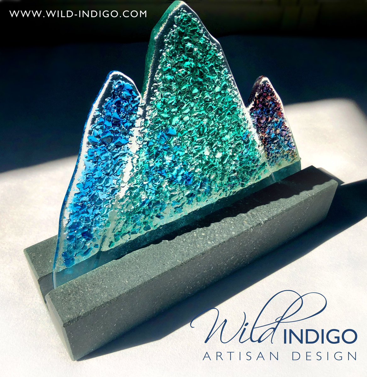 All finished and out of the kiln. Art glass made by myself, standing in a lakeland slate base. This one is sold but I will be making them for my website and of course if you are interested just let me know, happy to answer questions, no obligation.
wild-indigo.com
