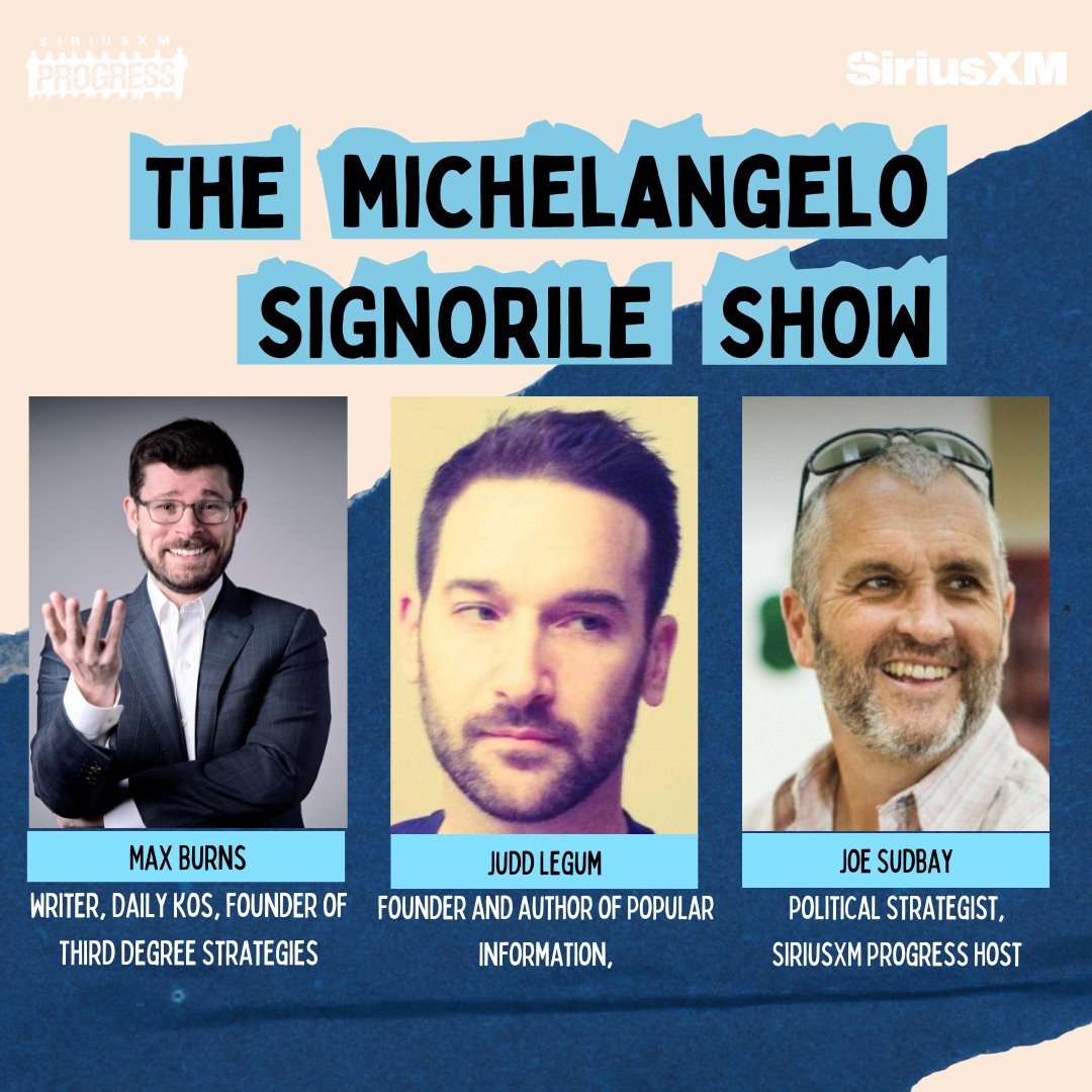 SiriusXMProg's tweet image. ‼️ On today's @MSignorile Show ‼️
@themaxburns of @dailykos
@JuddLegum
@JoeSudbay @SiriusXMProg
🔊Listen Here:
siriusxm.us/Signorile
Give us your calls at: 866-997-4748